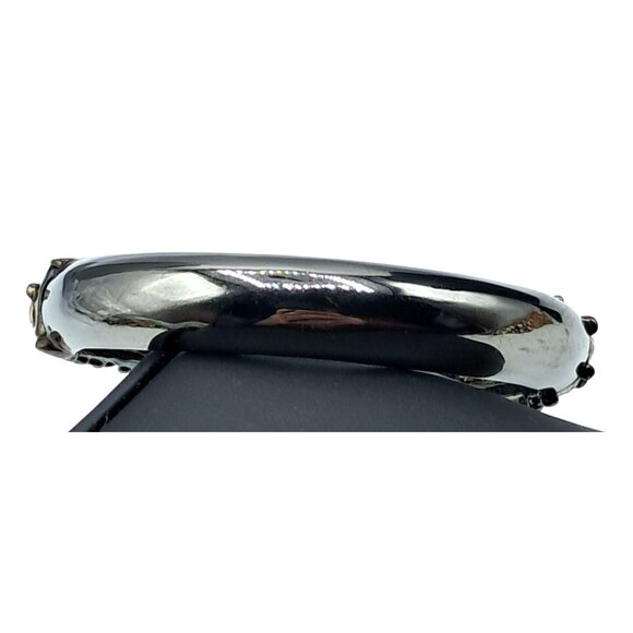 KJL Clamper Bracelet Kenneth Jay Lane Clear Crystals Rhinestones Gunmetal Signed - Picture 4 of 8